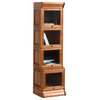 Mission Oak 4 Stack Narrow Barrister Bookcase With Leaded Glass, Michael's Cherry