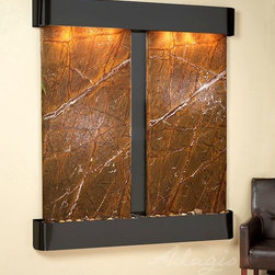 Cottonwood Falls Water Fountains with Blackened Copper and Brown Rainforest Marb - Indoor Fountains
