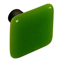 CKP - Art Glass Knob, Spring Green, Oil-Rubbed Bronze Base - Cabinet And Drawer Knobs