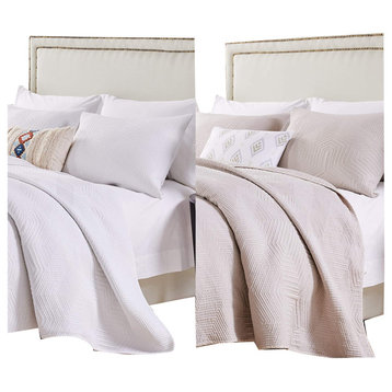 Greenland Home Fashions Parker Quilt Set 3-Piece Full/Queen White