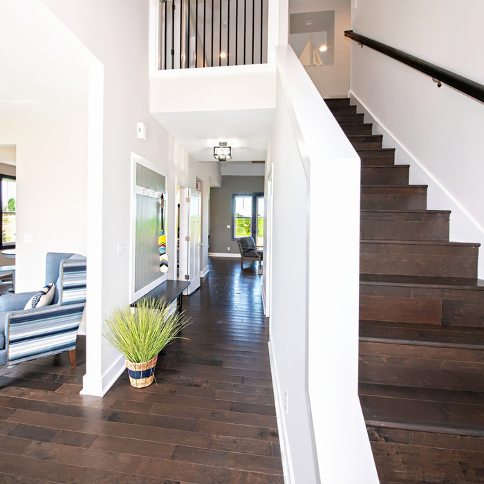 Wooden mixed material railing staircase photo in Other with wooden risers