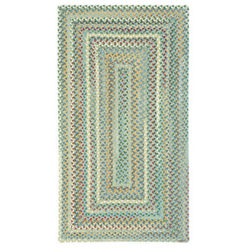 Sherwood Forest Concentric Braided Rectangle Rug, Light Blue, 2'3"x9' Runner