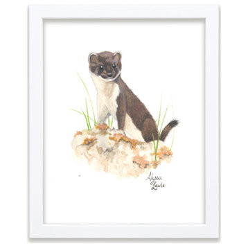 "Woodland Tinies" Otter Individual Framed Print, White, 18"x24"