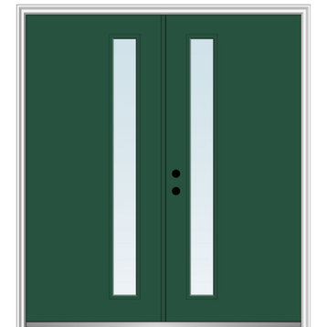 72"x80" 1-Lite Clear RH-Inswing Painted Fiberglass Double Door, 6-9/16" Frame