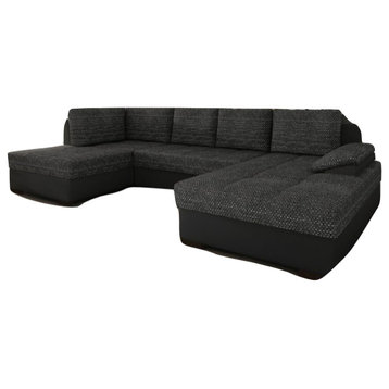 AMELIE Sectional Sleeper Sofa , Grey/ Black , Left corner
