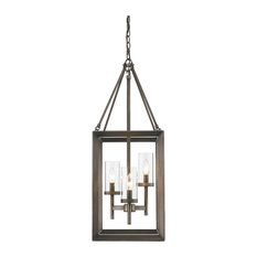 Smyth 3-Light Pendant, Gunmetal Bronze With Clear Glass