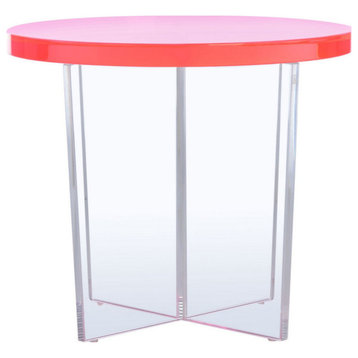 Ally Acrylic Accent Table, Neon Pink