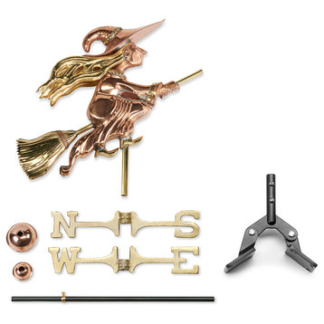 Witch Cottage Weathervane, Pure Copper With Roof Mount