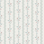 Graham & Brown - Laura Ashley Blencow Stripe Dark Duck Egg Blue Wallpaper - Blencow Stripe features a beautiful vertical trailing design with carnations, potentilla flowers and berries. The green and pink design matched with a white background create the design of flowers growing up your walls. An adorable take on the classic stripe design, this wallpaper is the perfect design for a cottage look.