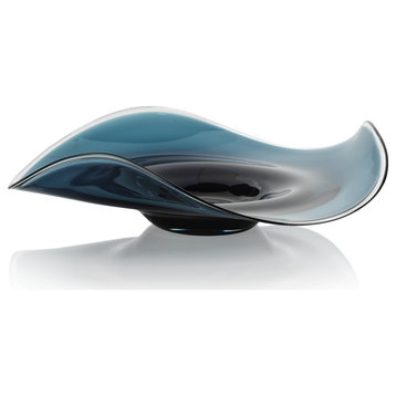Vellerti Blue Wave Glass Bowl, Large