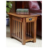 Catania Oak Finish Chairside Table with Storage Drawer and Shelf