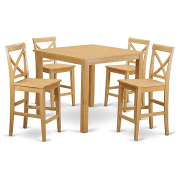 5-Piece Dining Counter Height Set, Pub Table And 4 Kitchen Chairs