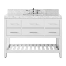 Elizabeth Bath Vanity Set, White, 48", Brushed Nickel Hardware, Without Mirror