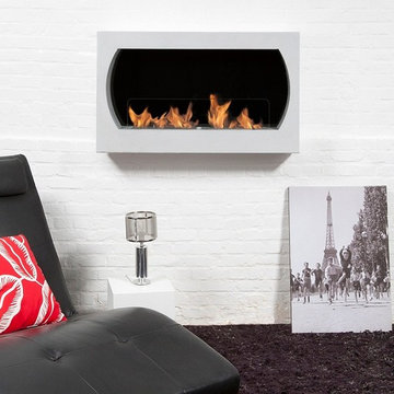 Oviedo White Wall Mounted Ethanol Fireplace