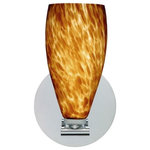 Besa Lighting - Besa Lighting 1SX-719818-LED-PN Karli - 9.63" 7W 1 LED Wall Sconce - The Karli features a softly radiused glass, that will gracefully blend into almost any decorating theme. Our Opal glass is a soft white cased glass that can suit any classic or modern decor. Opal has a very tranquil glow that is pleasing in appearance. The smooth satin finish on the clear outer layer is a result of an extensive etching process. This blown glass is handcrafted by a skilled artisan, utilizing century-old techniques passed down from generation to generation. The mini sconce fixture is equipped with a low-profile machined lamp holder and a round flat canopy. The glass shade threads onto the lamp holder for easy installation. These stylish and functional luminaries are offered in a beautiful Polished Nickel finish.  Mounting Direction: Horizontal  Shade Included: TRUE  Dimable: TRUE  Color Temperature:   Lumens: 450  CRI: +  Rated Life: 25000 HoursKarli 9.63" 7W 1 LED Wall Sconce Polished Nickel Amber Cloud GlassUL: Suitable for damp locations, *Energy Star Qualified: n/a  *ADA Certified: n/a  *Number of Lights: Lamp: 1-*Wattage:7w LED bulb(s) *Bulb Included:Yes *Bulb Type:LED *Finish Type:Polished Nickel