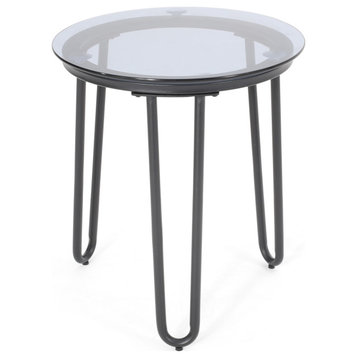 Margot Modern Outdoor Side Table With Tempered Glass Top