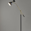 Oscar Adjustable Floor Lamp - Black with Antique Brass
