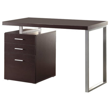 Benzara BM159071 Contemporary Style Office Desk With File Drawer, Brown