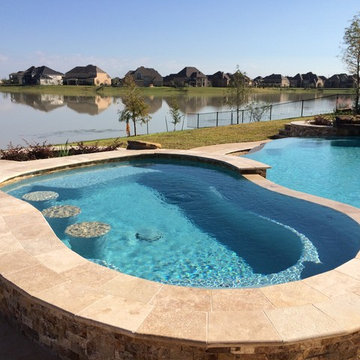 Freeform Travertine Pool with Negative Edge