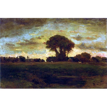 George Inness Sunset on a Meadow Wall Decal