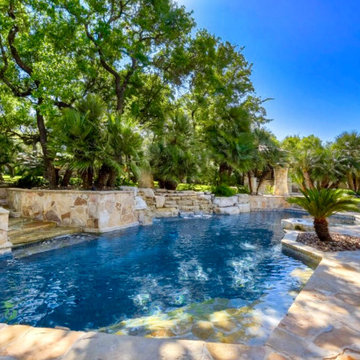 Natural Stone Geometric Pool with Grotto