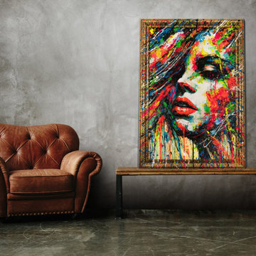 Unique modern framed painting for living room "Colors of Passion"