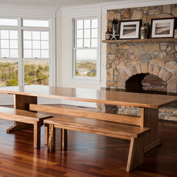 Trestle farm table with live edge benches - Dining Sets