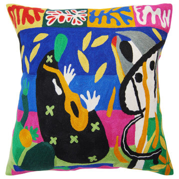 Matisse Decorative Pillow Cover Music Modern Chair Hand Embroidered 18x18