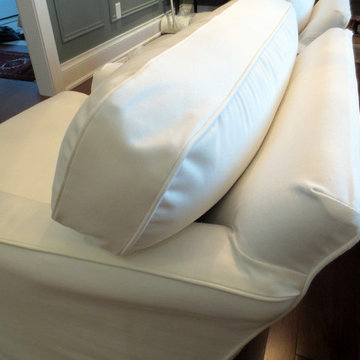 Beachy White Denim Chair Slipcovers