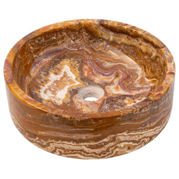 Brown Onyx Translucent Natural Stone Vessel Sink Polished  (D)16" (H)6"