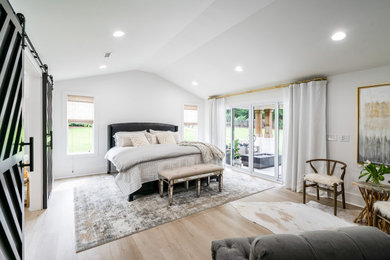 Photo of a modern bedroom in Charlotte.