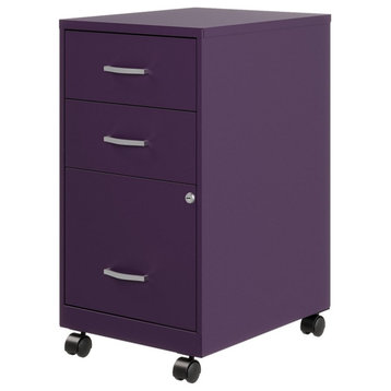Space Solutions 18"D 3 Drawer Mobile Metal Organizer Cabinet Midnight Purple