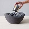 Wave Tabletop Fire Bowl With Can of Pure Gel Fuel, Stonecast Graphite