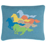 Annie Selke - The Drift Applique Delft Decorative Pillow, 16" Lumbar - Unbridled beauty and runaway style are evident in this decorative pillow that is exquisitely hand embroidered. Part of our collaboration with interior designer Kit Kemp, the design celebrates one of Kit's favorite places, England's New Forest, where wild horses roam free and wild.