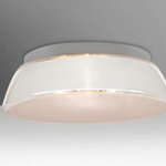 Besa Lighting - Besa Lighting 9663WHC Pica 13 - Two Light Flush Mount - Our Pica Creme flush mount begins with a clear blown glass, with glossy outer finish and frosted bottom. We then, using a handcrafting technique, carefully apply a band of actual fine-grained sand to the inner surface of the glass, where creme color is fully saturated into the coating for a bold statement. A final clear protective coating is applied to seal and preserve the accent material. The result is a beautifully textured work of art, comfortable with the irony of sand being applied to a glass that ordinates from sand. When illuminated, the colors shimmers through the noticeable refractions created by every granule, as the sand patterning is obvious and pleasing.Pica 13 Two Light Flush Mount White SandUL: Suitable for damp locations, *Energy Star Qualified: n/a  *ADA Certified: n/a  *Number of Lights: Lamp: 2-*Wattage:60w Medium base bulb(s) *Bulb Included:No *Bulb Type:Medium base *Finish Type:White Sand