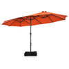 15FT Double-Sided Twin Patio Umbrella Sun Shade Outdoor Crank Market Base