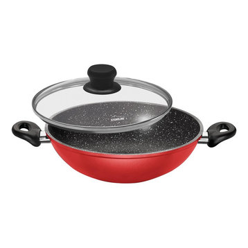 Ruby Red Non-Stick Wok With Lid
