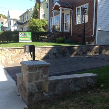 Wall, Steps. Quarried Granite