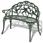 vidaXL - vidaXL Garden Bench 39.4 Cast Aluminium Green - vidaXL Garden Bench 39.4” Cast Aluminium GreenvidaXL Garden Bench 39.4” Cast Aluminium Green - 42166, The bench will complement any garden or patio with its ornate decorations and romantic style, and it will be simply indispensable on lukewarm summer nights. Made of high-quality cast aluminum, this garden bench is weather-resistant and highly durable. The cast iron legs add to its sturdiness. The detailed scrollwork and charming floral pattern add a classy accent to any garden or outdoor space. This park bench is suitable for 2 people.