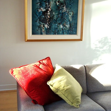 Montreal condo loft with colour