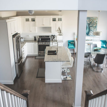 View of the kitchen from the staircase