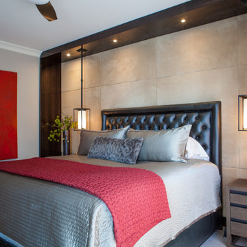 Red Accents in Master Bedroom