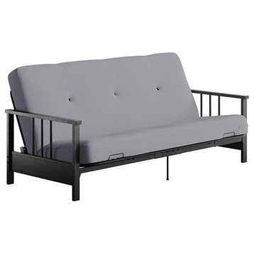 DHP Tallie Full Metal Arm Futon with 6" Thermobonded Herringbone Mattress