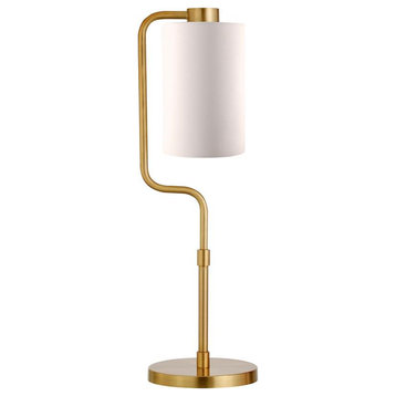 Henn&Hart 7" Brass Finish Metal/Fabric Table Lamp