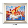 Benzara Metal Photo Frames With Boat Scene Paintings, 4-Piece Set, Silver
