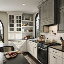 White cabinets black counter