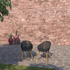 Amazonia Tennet Modern Wood Patio Dining Chairs, Set of 2, Black, Teak