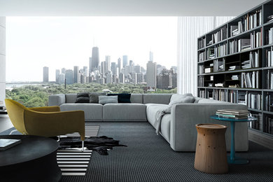Example of a large trendy home design design in New York