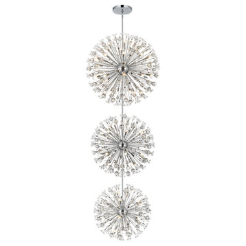 Elegant Lighting 44" Three Tiers Crystal Starburst Chandelier