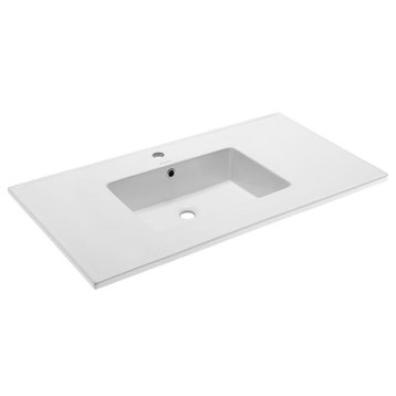 Swiss Madison SM-VT329 Voltaire 38" Ceramic Vanity Top - 1 - Glossy White